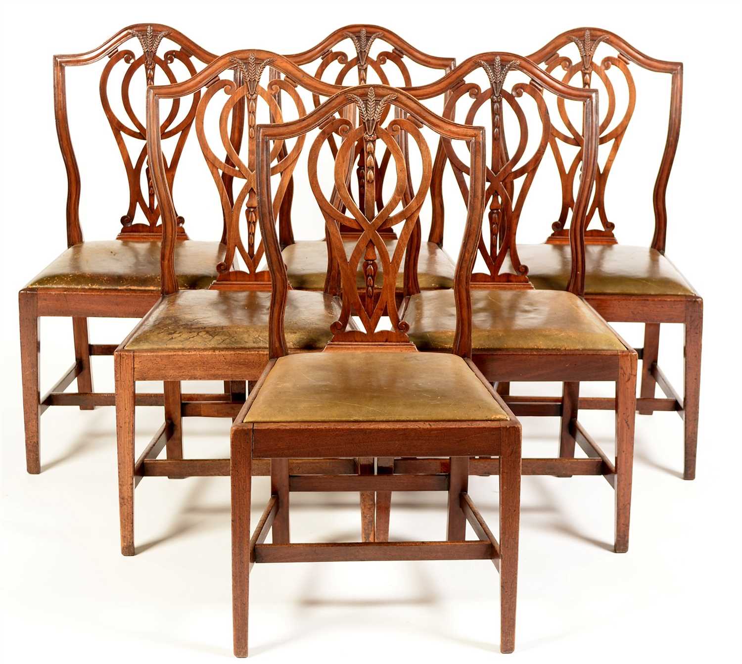 Lot 757 - Six Georgian style mahogany dining chairs.