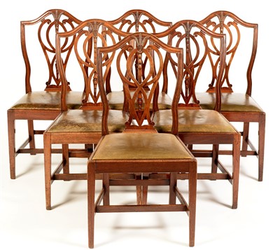 Lot 757 - Six Georgian style mahogany dining chairs.