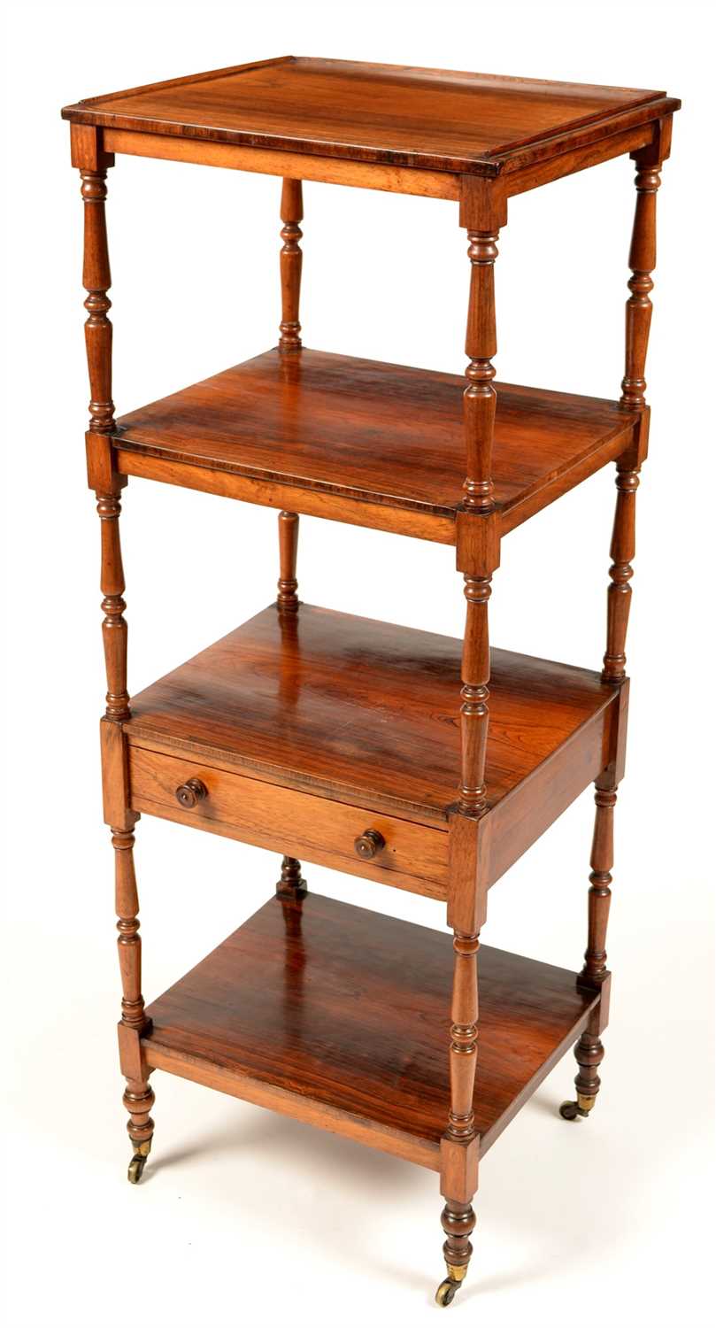 Lot 758 - A Regency rosewood four-tier whatnot.