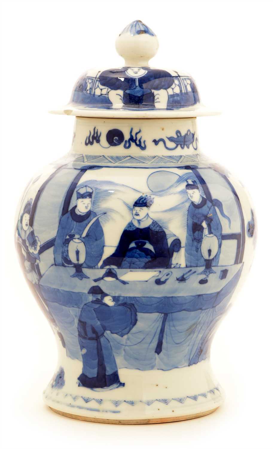 Lot 9 - A Chinese blue and white baluster jar and cover.