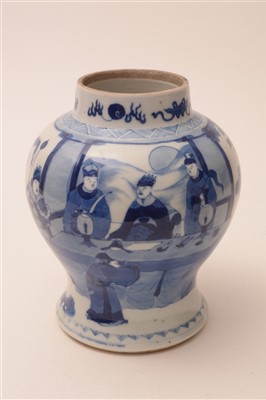 Lot 9 - A Chinese blue and white baluster jar and cover.