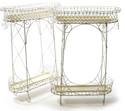 Lot 820 - A pair of Regency style wirework two-tier plant stand.