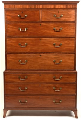Lot 809 - A mahogany chest-on-chest.
