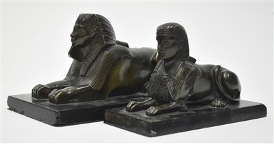 Lot 464 - Two bronze sphinx
