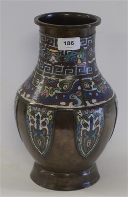 Lot 35 - A late 19th Century Chinese bronze and champleve enamel vase.