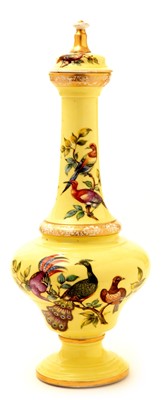 Lot 145 - A Helena Wolfsohn Dresden yellow ground bottle vase and cover.