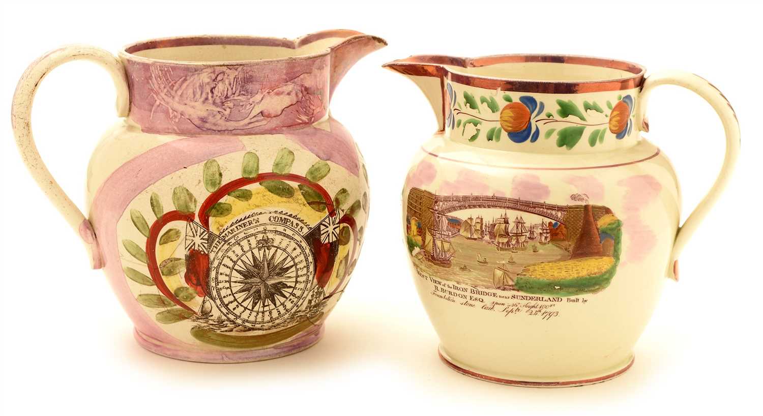 Lot 132 - A 19th Century Sunderland lustre jug; and another.  (2)