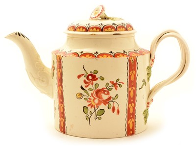 Lot 116 - A polychrome Creamware teapot.