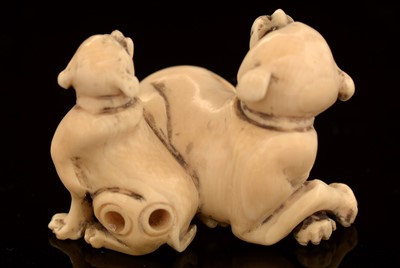 Lot 57 - A late 19th Century Japanese carved ivory netsuke.