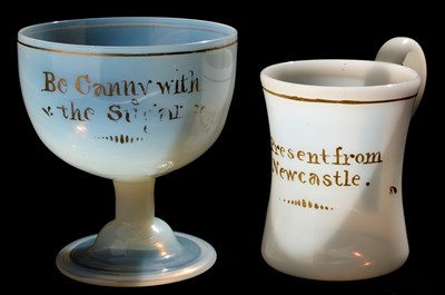 Lot 176 - An early 19th Century opaque glass mug and bowl.