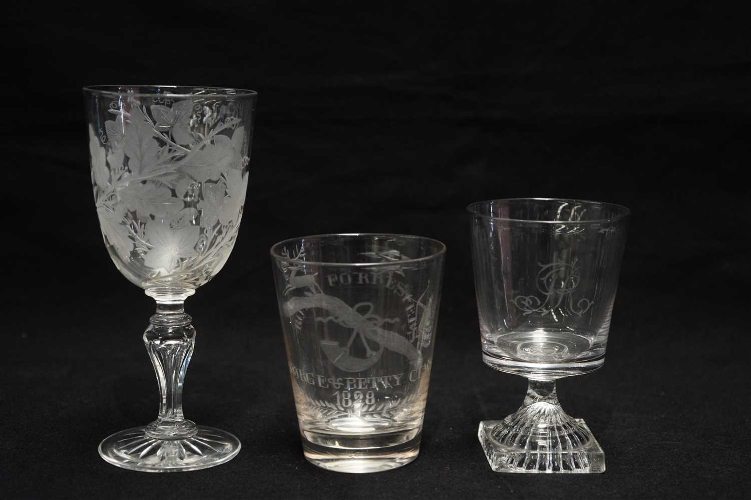 Lot 181 - Three glass goblets.