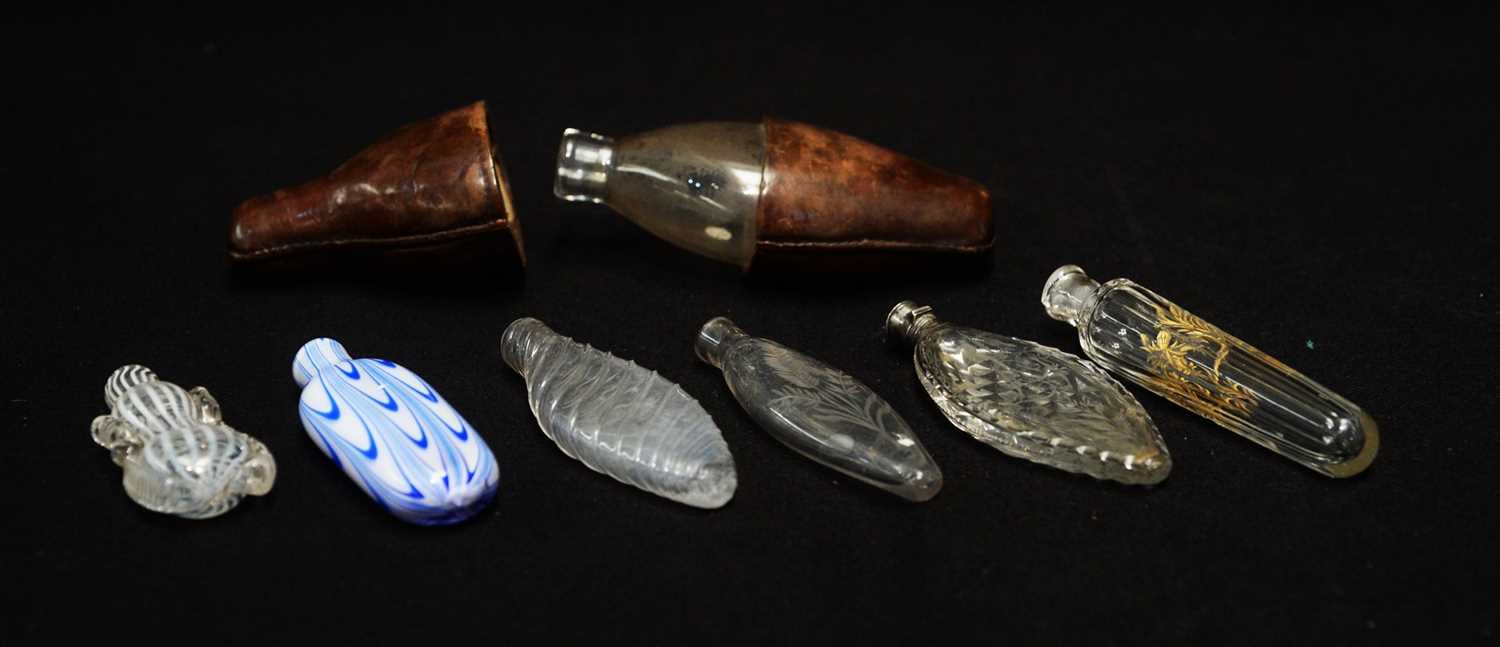 Lot 194 - 19th Century scent bottles, scent phails and a spirit bottle.
