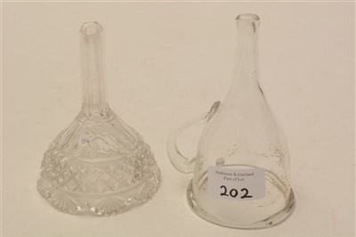 Lot 202 - 19th Century: two bird feeders; and miscellaneous glass items.