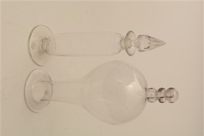 Lot 202 - 19th Century: two bird feeders; and miscellaneous glass items.
