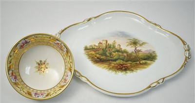 Lot 110 - A Staffordshire tea tray; and an English Regency slop bowl.