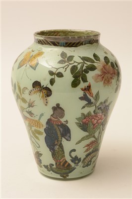 Lot 221 - A Victorian Decalcomania glass vase.