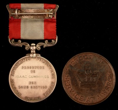 Lot 1736 - Rocket Apperatus Long Service medal and medallion