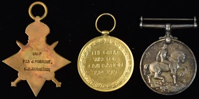 Lot 1688 - First World War medals, awarded to 5617...