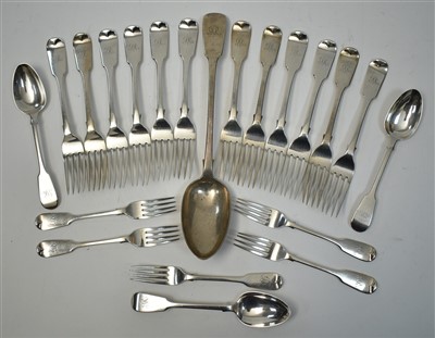 Lot 502 - Victorian part suite of silver cutlery