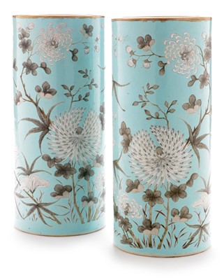 Lot 350 - Pair of Chinese Dayazhai sleeve vases