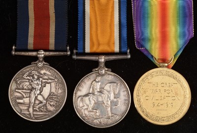 Lot 1853 - Naval Good Shooting medal and WWI medals