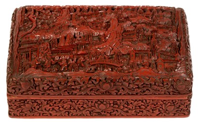 Lot 43 - A Chinese 'Cinnabar' lacquer rectangular box and cover RTV