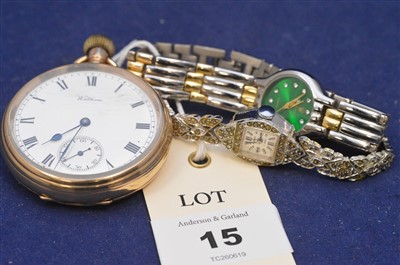 Lot 15 - 9ct pocket watch and two wristwatches