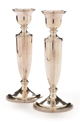 Lot 195 - A Pair of Silver Candlesticks