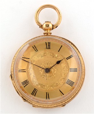 Lot 20 - A 19th Century Swiss 18k fob watch.