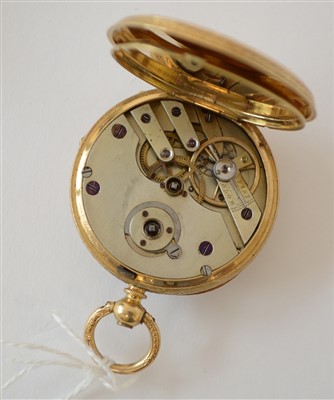 Lot 20 - A 19th Century Swiss 18k fob watch.