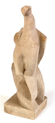 Lot 1630 - A carved composition abstract sculpture of penguins.