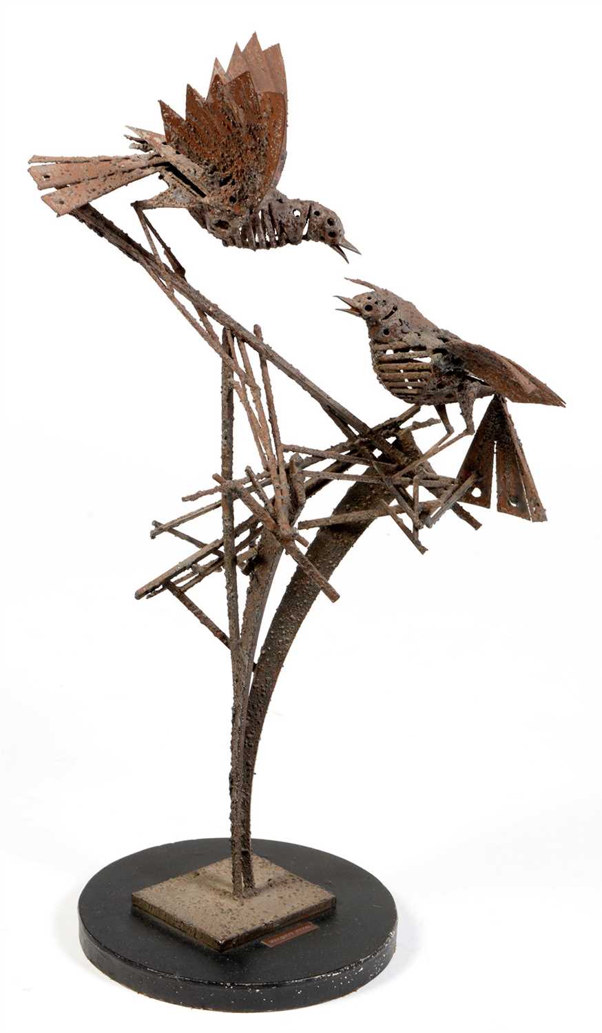 Lot 1632 - Sculpture of two birds on branches.