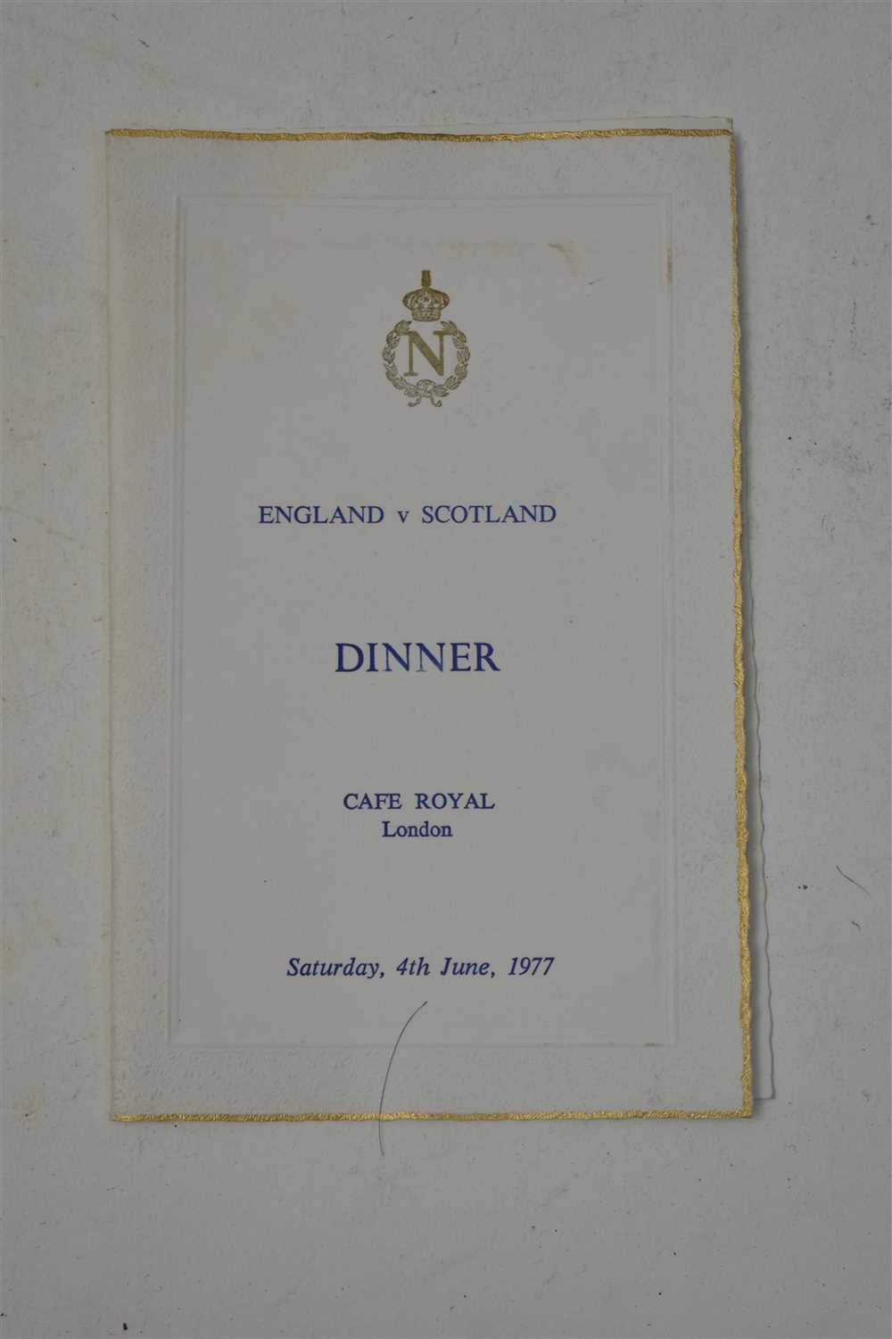 Lot 306 - 1977 England v Scotland dinner menu