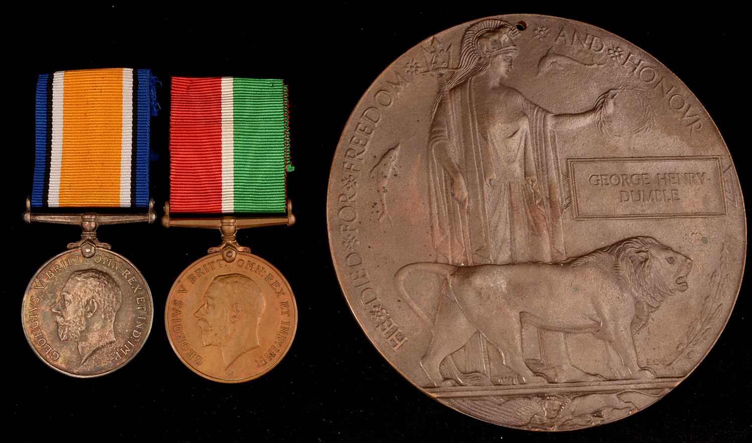 Lot 1674 - First World War Mercantile Marine pair and Memorial plaque