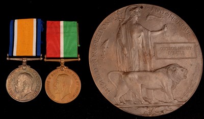 Lot 1674 - First World War Mercantile Marine pair and Memorial plaque