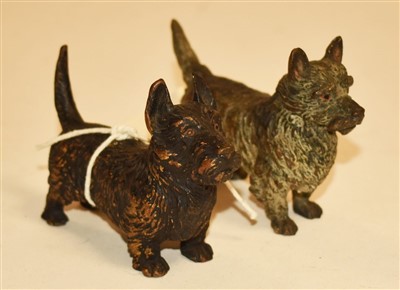 Lot 214 - Two Austrian cold painted bronze terriers