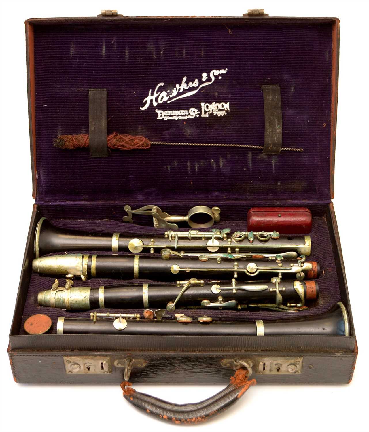 Lot 18 - Pair of Hawkes Clarinets cased