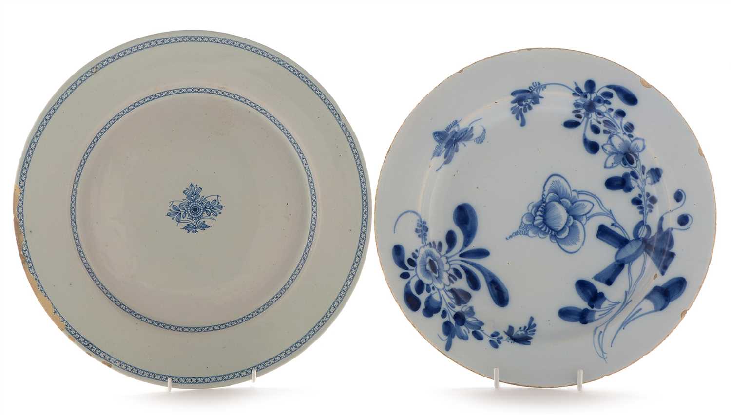 Lot 421 - Two 18th Century English delftware dishes