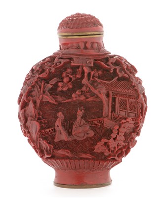 Lot 395 - Chinese cinnabar lacquer style snuff bottle