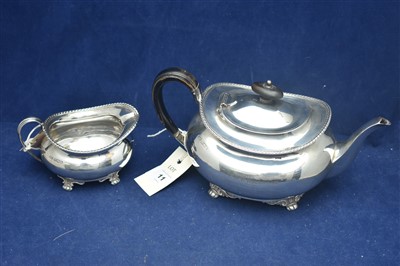 Lot 11 - Silver teapot and cream jug