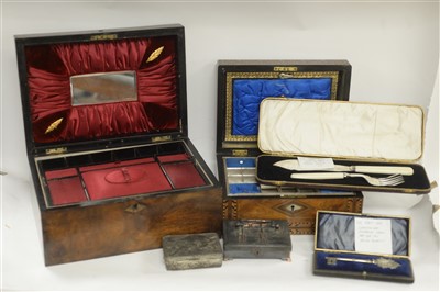 Lot 312 - Walnut jewellery boxes and other items