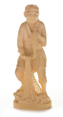 Lot 408 - A Japanese ivory fisherman