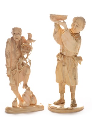 Lot 410 - Two Japanese Meiji period ivory carvings