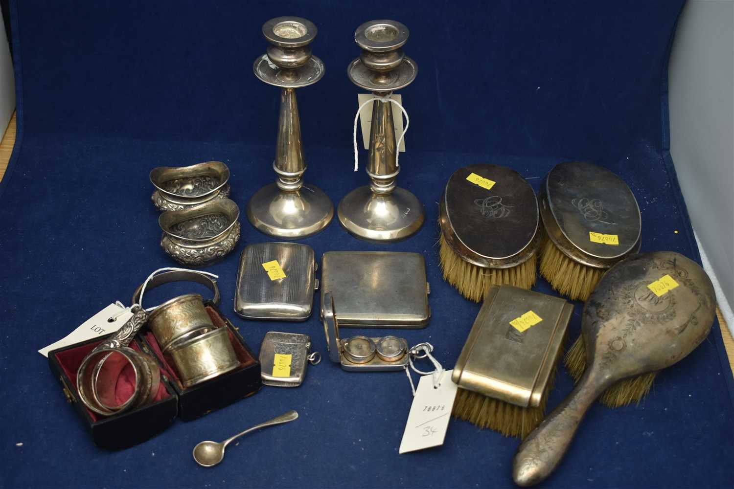Lot 29 - George V silver candlesticks and other items