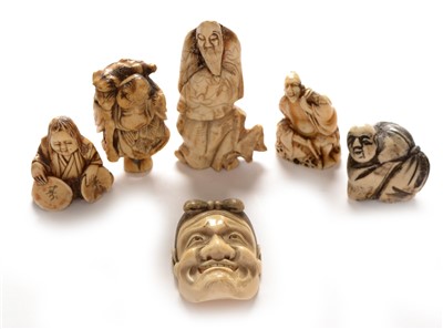 Lot 415 - Six Japanese Ivory and Bone netsuke.