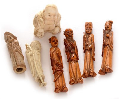 Lot 416 - seven small bone and ivory carvings