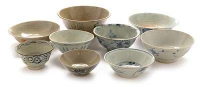 Lot 369 - 9 provincial Chinese and Korean bowls.