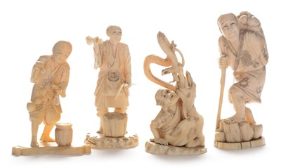 Lot 417 - four Japanese Ivory okimono