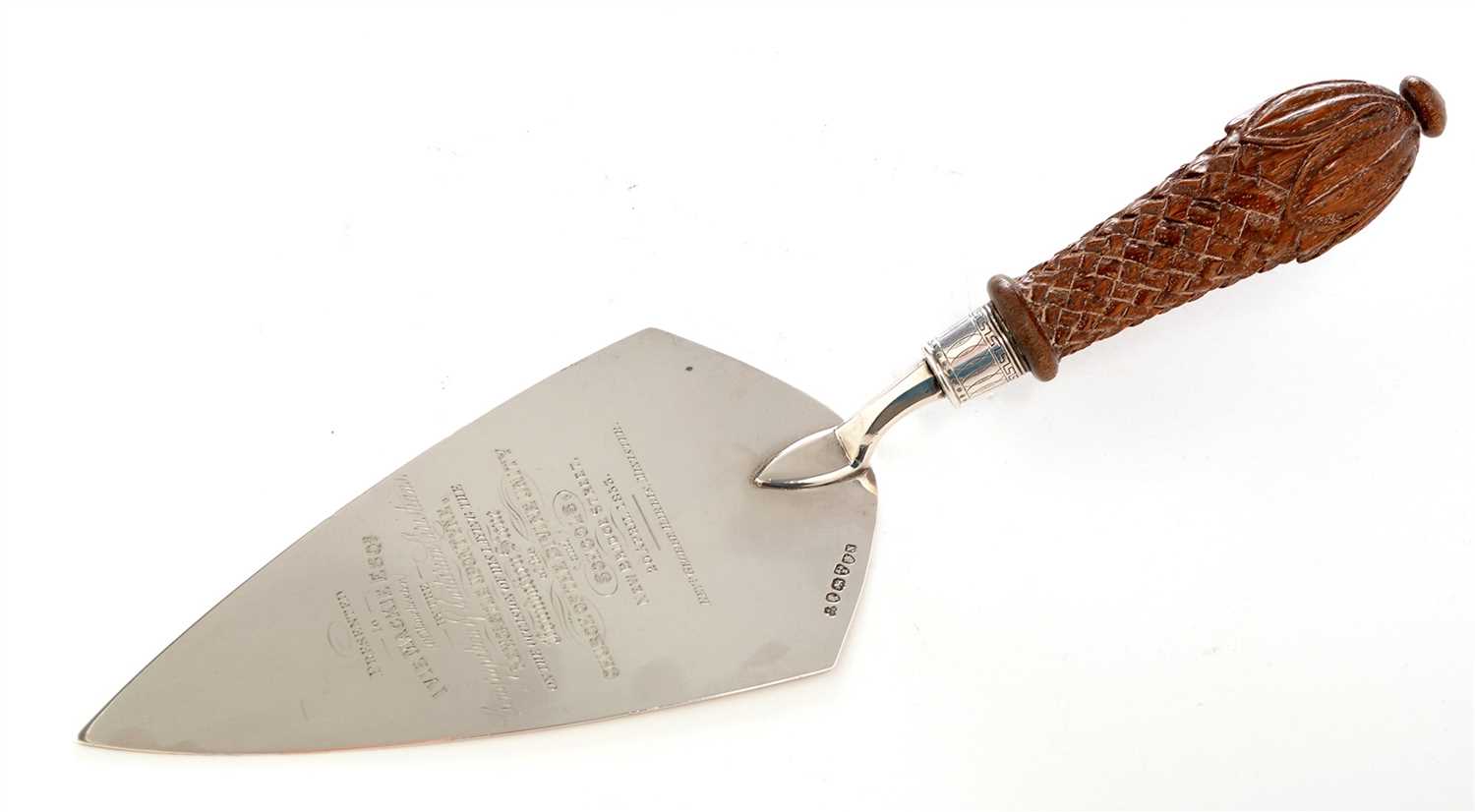 Lot 222 - A Newcastle silver presentation trowel