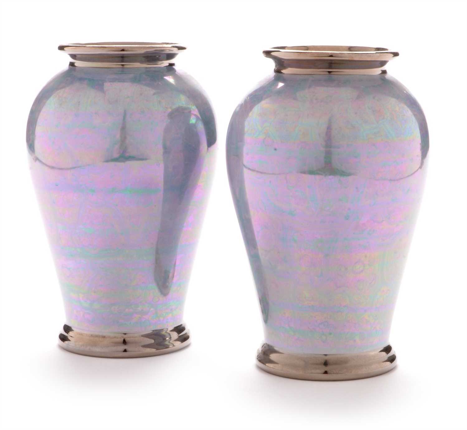 Lot 1520 - A Pair of Atkinson-Jones lustre vases
